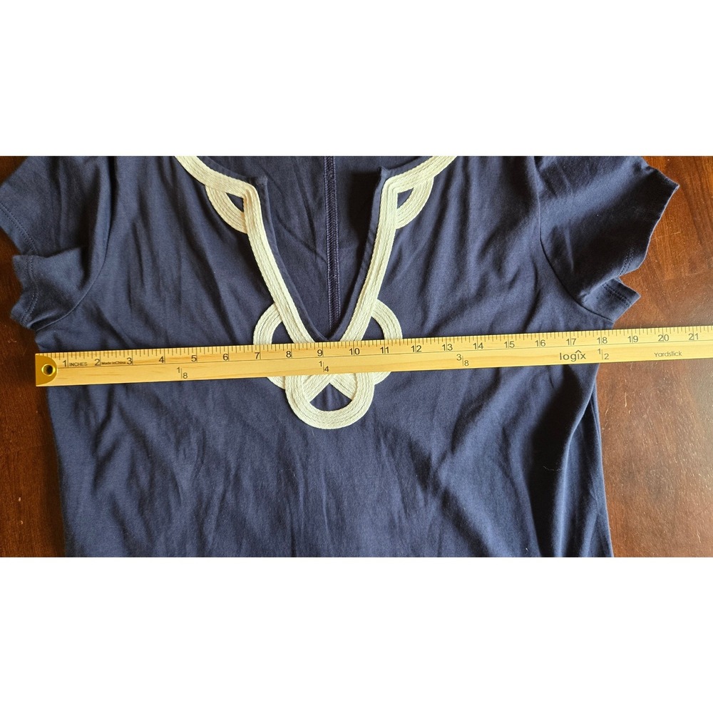 Lilly Pulitzer Navy Blue Pima Cotton Rope Detail V-Neck T-Shirt Dress L - Picture 5 of 6